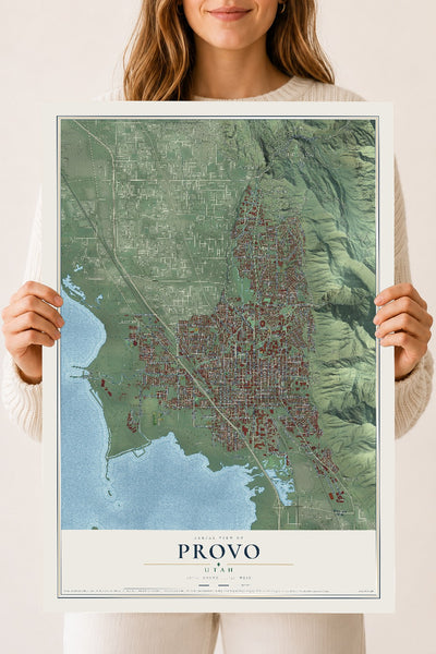 Map of Provo, Utah, 18 x 24 inch unframed archival matte print