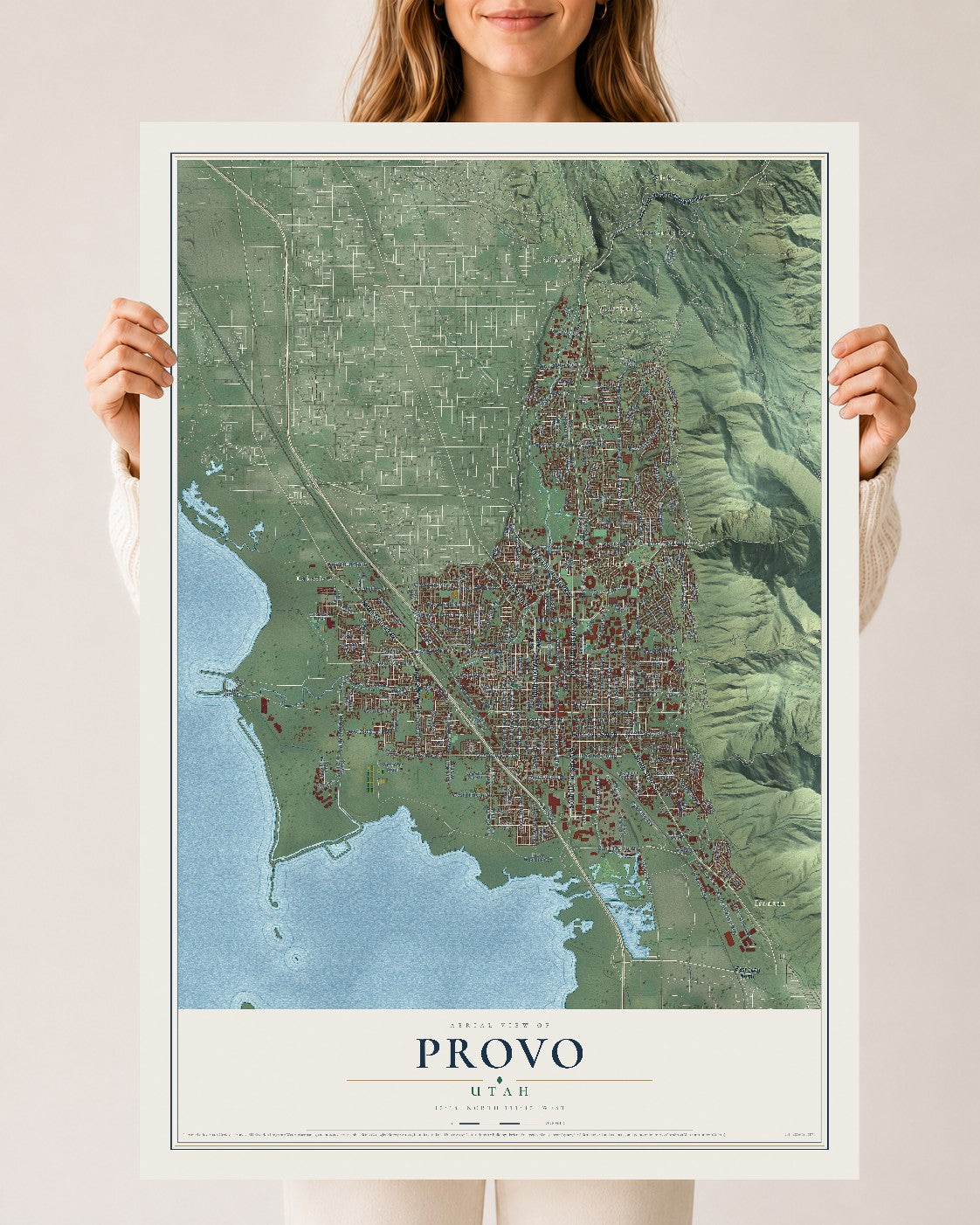 Map of Provo, Utah, 24 x 36 inch unframed archival matte print