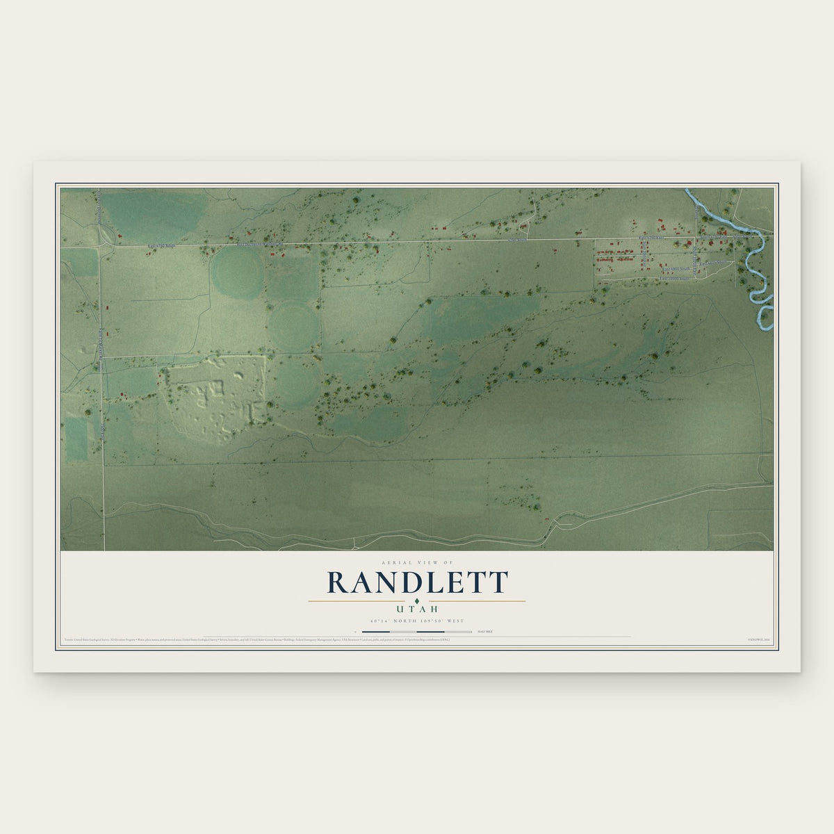Randlett, Utah map print, the full design