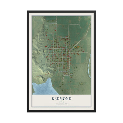 Map of Redmond, Utah, 12 x 18 inch print in a black wood frame