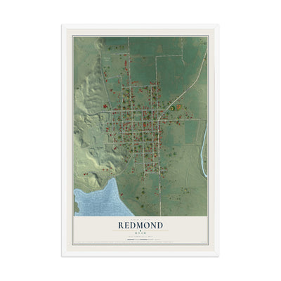 Map of Redmond, Utah, 12 x 18 inch print in a white wood frame