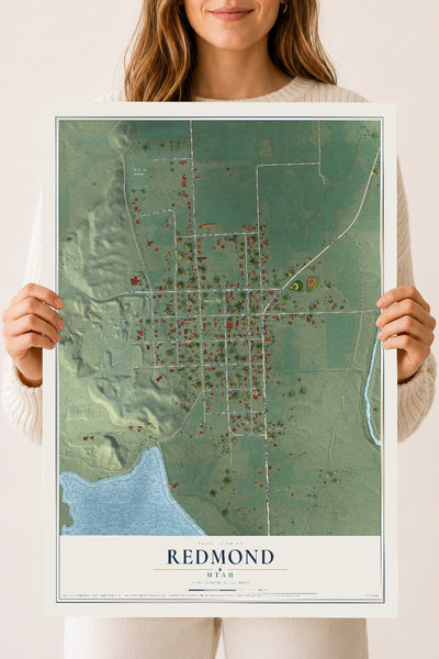 Map of Redmond, Utah, 18 x 24 inch unframed archival matte print