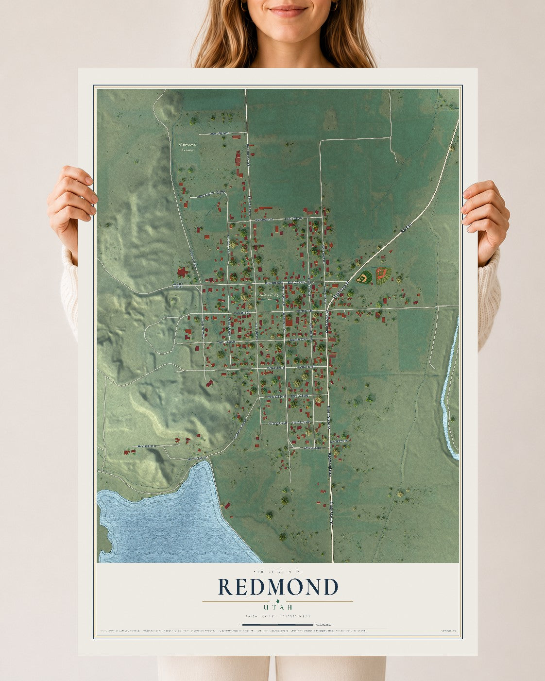 Map of Redmond, Utah, 24 x 36 inch unframed archival matte print