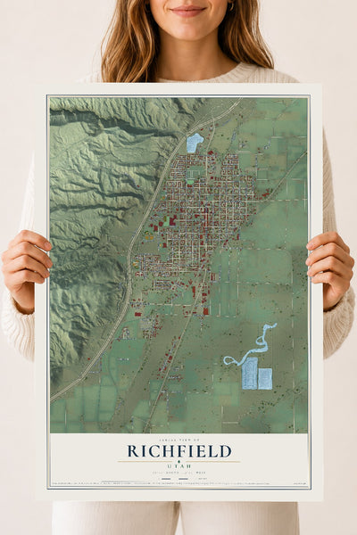 Map of Richfield, Utah, 18 x 24 inch unframed archival matte print