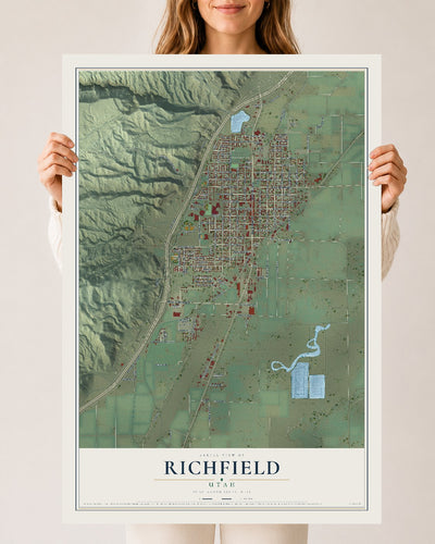 Map of Richfield, Utah, 24 x 36 inch unframed archival matte print