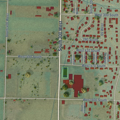 Second close-up of the map of Richmond, Utah print showing more streets and buildings