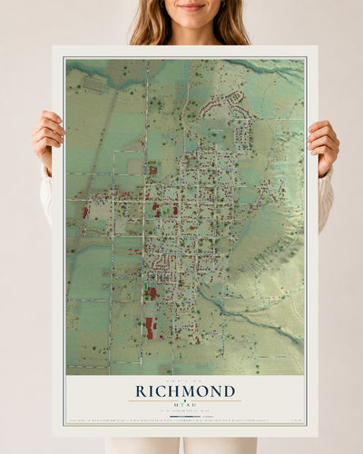 Map of Richmond, Utah, 24 x 36 inch unframed archival matte print