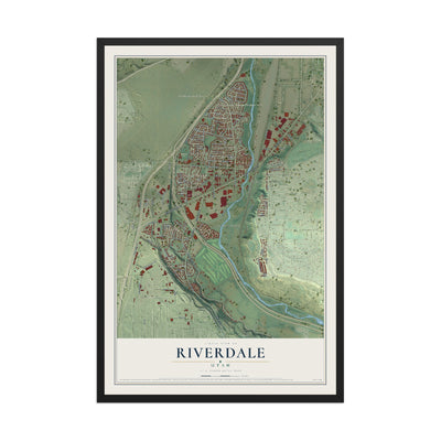 Map of Riverdale, Utah, 12 x 18 inch print in a black wood frame