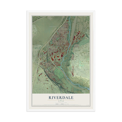 Map of Riverdale, Utah, 12 x 18 inch print in a white wood frame