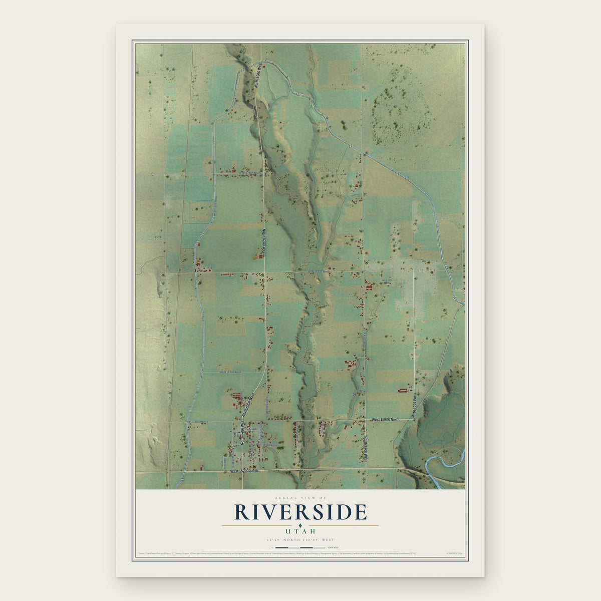 Riverside, Utah map print, the full design