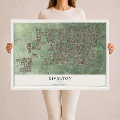 Map of Riverton, Utah, 24 x 36 inch unframed archival matte print