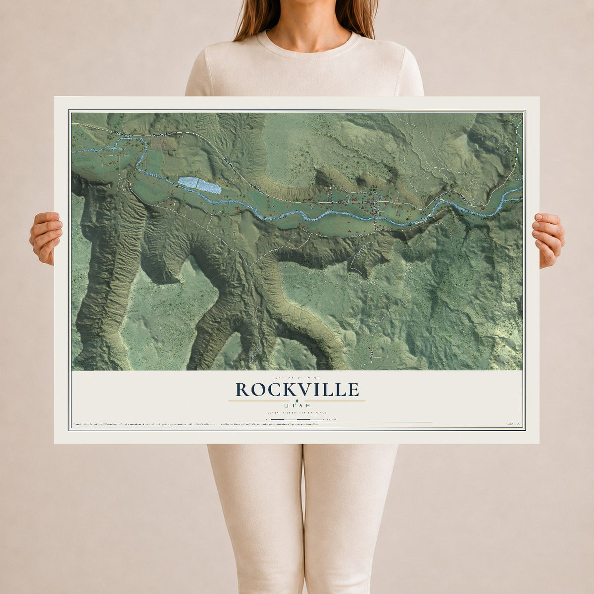 Map of Rockville, Utah, 24 x 36 inch unframed archival matte print
