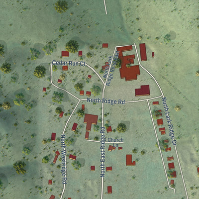 Close-up of the map of Rocky Ridge, Utah print showing street and building detail