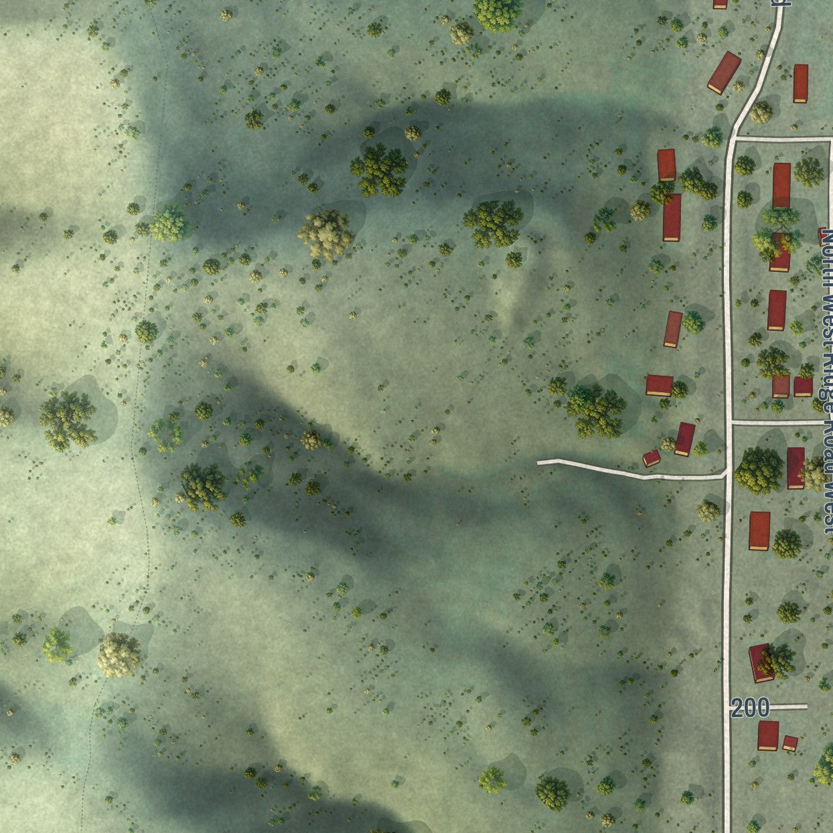 Second close-up of the map of Rocky Ridge, Utah print showing more streets and buildings