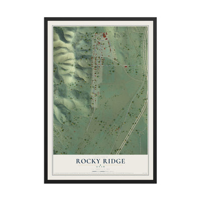 Map of Rocky Ridge, Utah, 12 x 18 inch print in a black wood frame