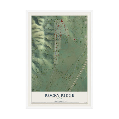 Map of Rocky Ridge, Utah, 12 x 18 inch print in a white wood frame