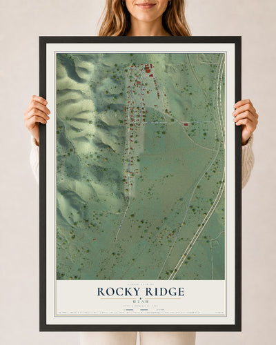 Map of Rocky Ridge, Utah, 24 x 36 inch print in a black wood frame