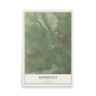 Map of Roosevelt, Utah, 12 x 18 inch unframed archival matte print