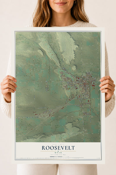 Map of Roosevelt, Utah, 18 x 24 inch unframed archival matte print