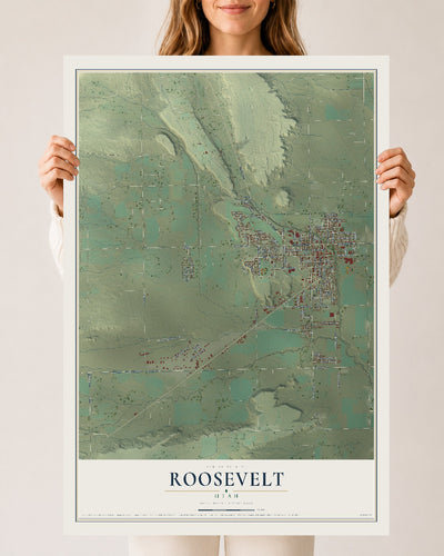 Map of Roosevelt, Utah, 24 x 36 inch unframed archival matte print