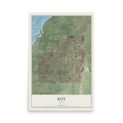 Map of Roy, Utah, 12 x 18 inch unframed archival matte print