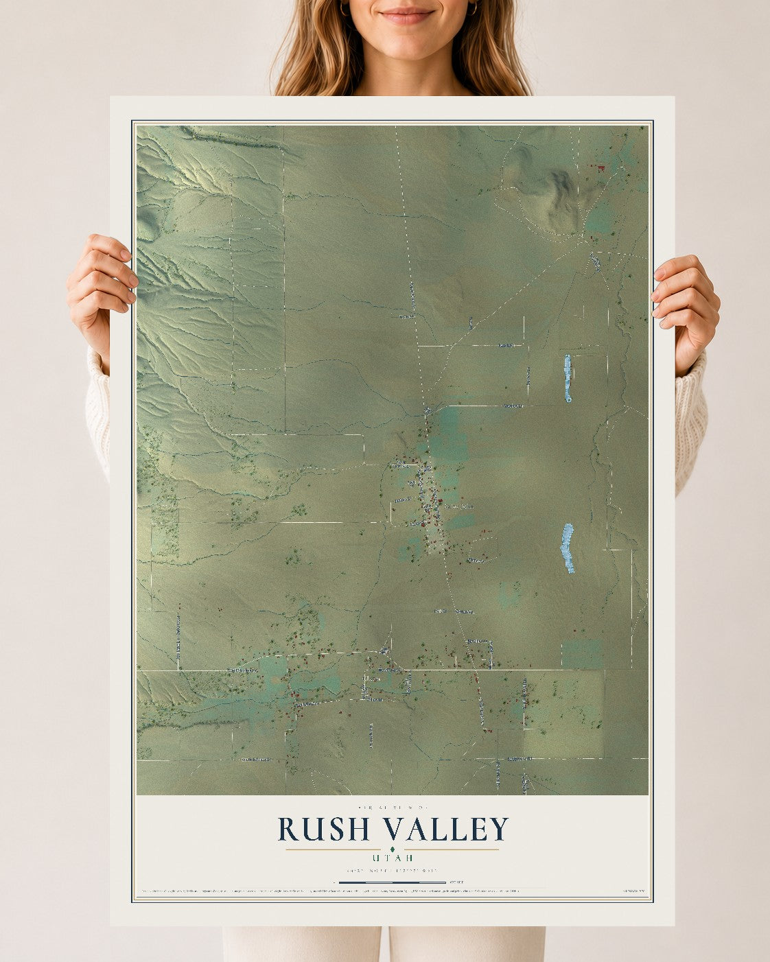 Map of Rush Valley, Utah, 24 x 36 inch unframed archival matte print
