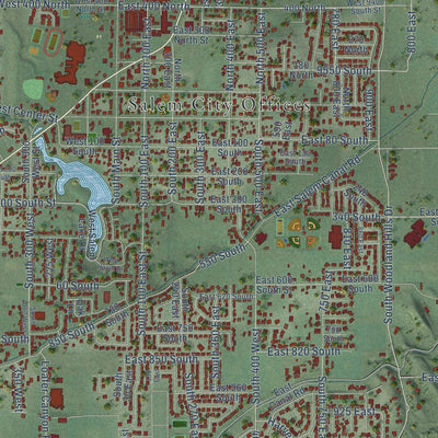 Close-up of the map of Salem, Utah print showing street and building detail