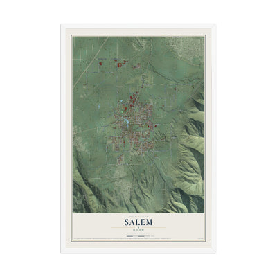 Map of Salem, Utah, 12 x 18 inch print in a white wood frame