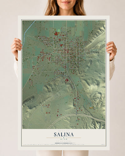 Map of Salina, Utah, 24 x 36 inch unframed archival matte print