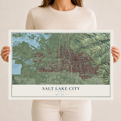 Map of Salt Lake City, Utah, 12 x 18 inch unframed archival matte print