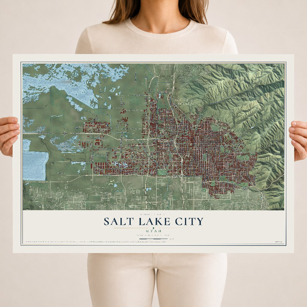 Map of Salt Lake City, Utah, 18 x 24 inch unframed archival matte print