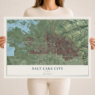 Map of Salt Lake City, Utah, 18 x 24 inch unframed archival matte print