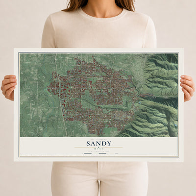 Map of Sandy, Utah, 12 x 18 inch unframed archival matte print