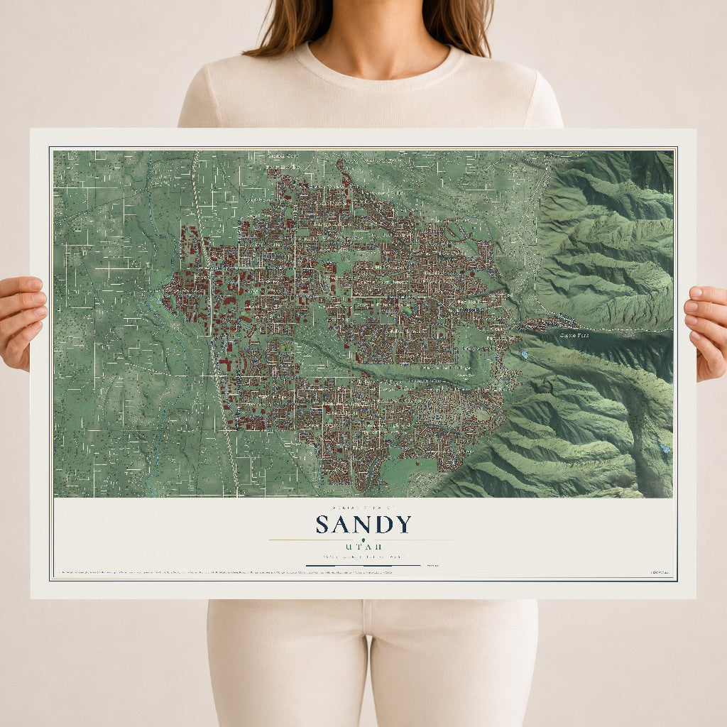 Map of Sandy, Utah, 18 x 24 inch unframed archival matte print