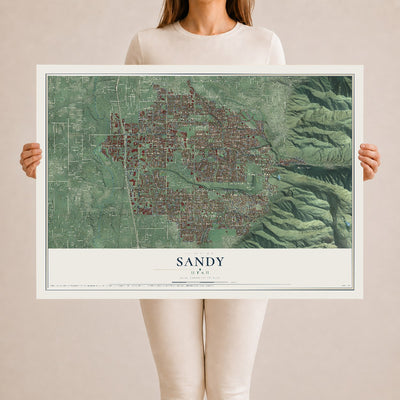 Map of Sandy, Utah, 24 x 36 inch unframed archival matte print