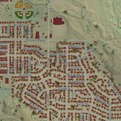 Close-up of the map of Santa Clara, Utah print showing street and building detail