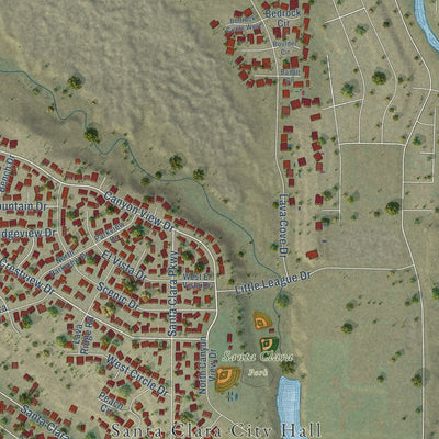 Second close-up of the map of Santa Clara, Utah print showing more streets and buildings