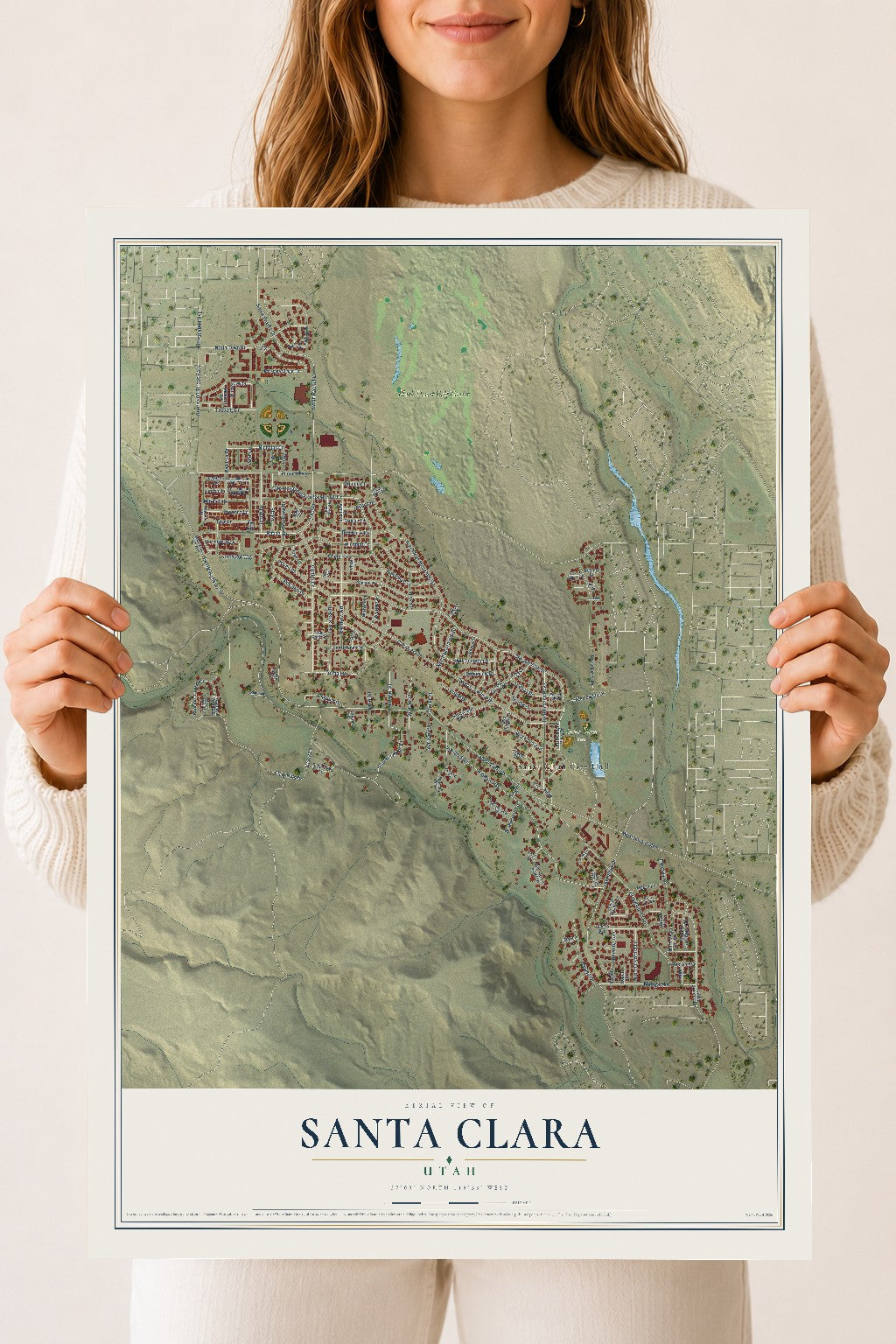 Map of Santa Clara, Utah, 18 x 24 inch unframed archival matte print