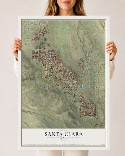 Map of Santa Clara, Utah, 24 x 36 inch unframed archival matte print