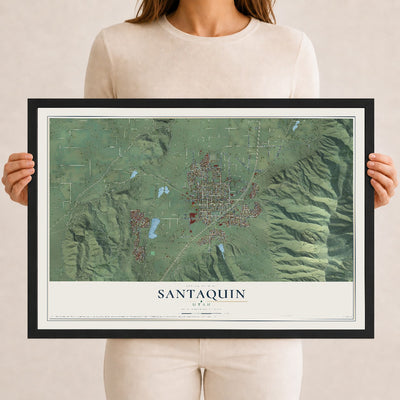 Map of Santaquin, Utah, 12 x 18 inch print in a black wood frame
