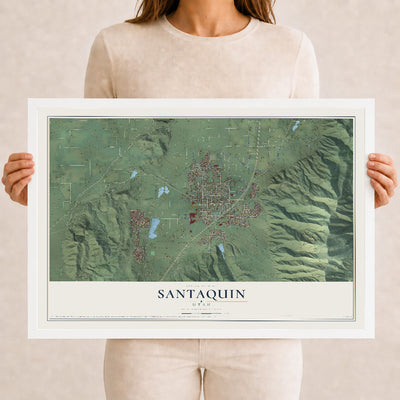 Map of Santaquin, Utah, 12 x 18 inch print in a white wood frame