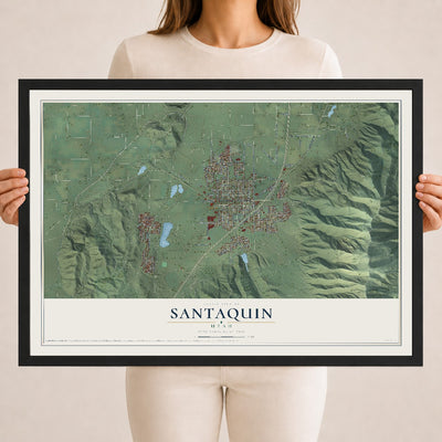 Map of Santaquin, Utah, 18 x 24 inch print in a black wood frame