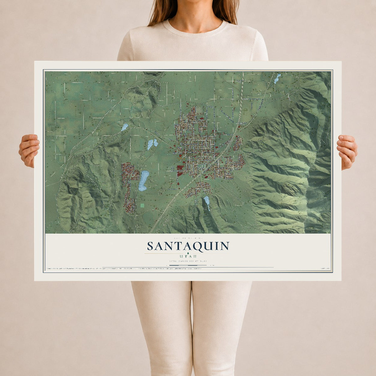 Map of Santaquin, Utah, 24 x 36 inch unframed archival matte print
