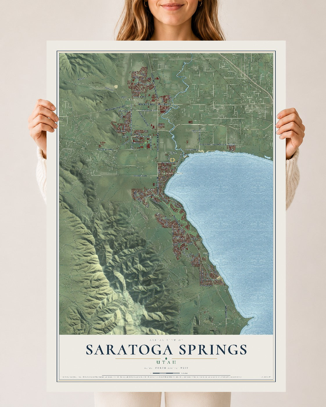 Map of Saratoga Springs, Utah, 24 x 36 inch unframed archival matte print