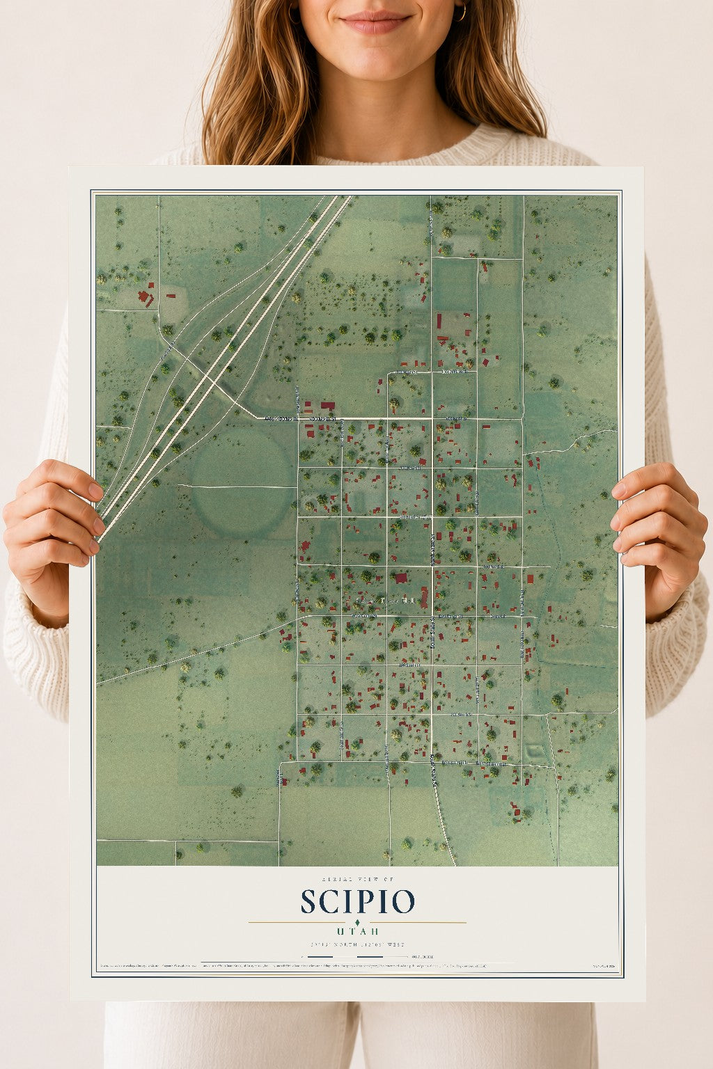Map of Scipio, Utah, 18 x 24 inch unframed archival matte print