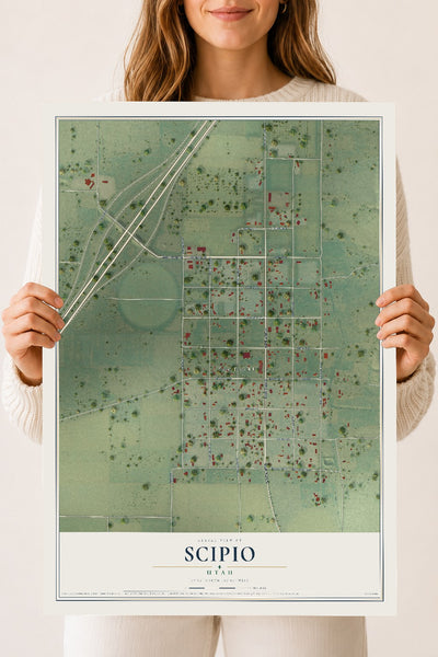 Map of Scipio, Utah, 18 x 24 inch unframed archival matte print