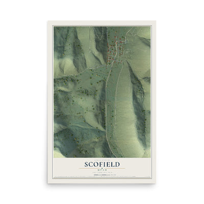 Map of Scofield, Utah, 12 x 18 inch unframed archival matte print