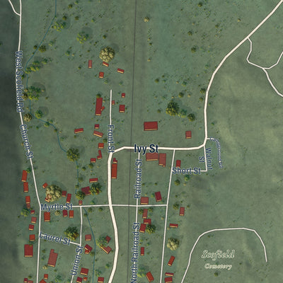 Close-up of the map of Scofield, Utah print showing street and building detail