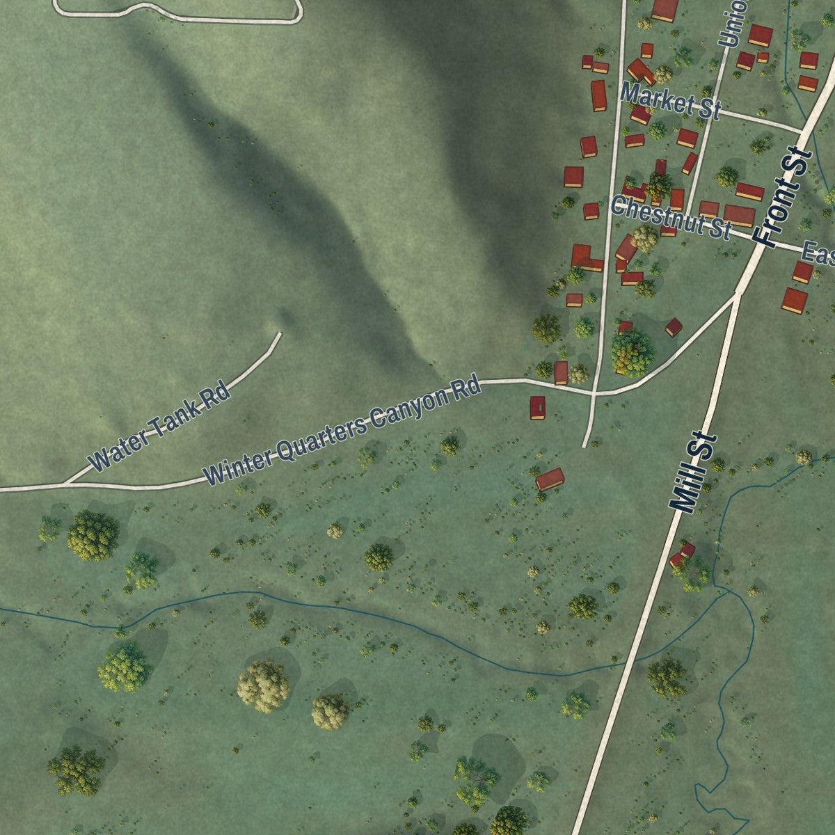 Second close-up of the map of Scofield, Utah print showing more streets and buildings