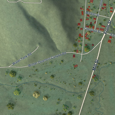Second close-up of the map of Scofield, Utah print showing more streets and buildings